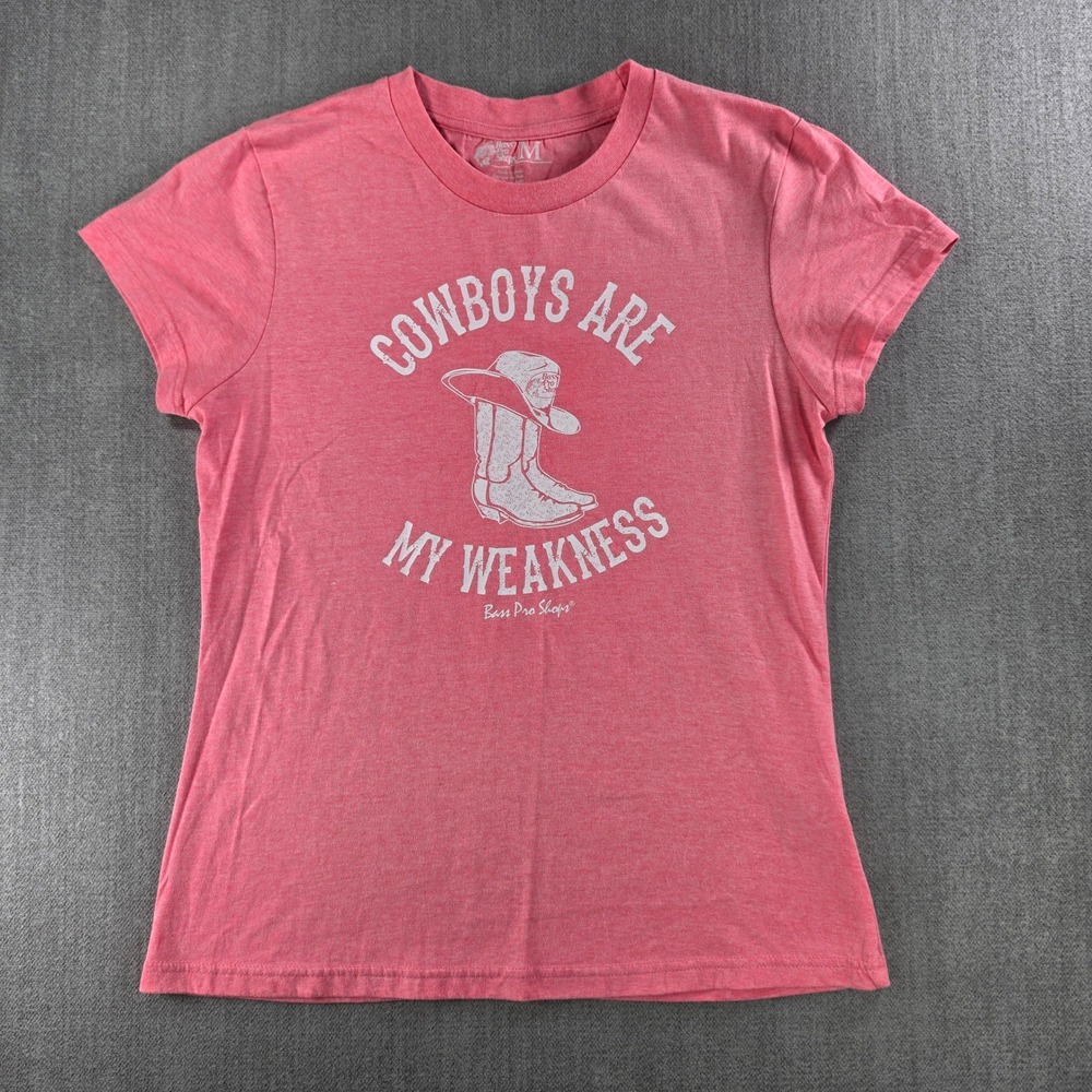 Bass Pro Shops Graphic Tee Women M Pink Cowboys Are My Weakness Short Sleeve